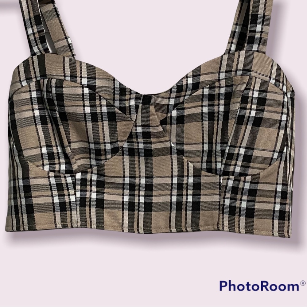 NEW•Hesperus Plaid Bustier Crop top szXL